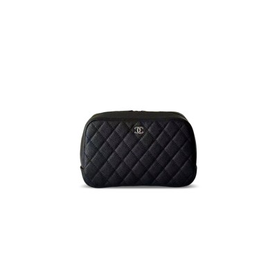 CHANEL CAVIAR QUILTED POUCH COSMETIC CASE (18.5*11*6cm)